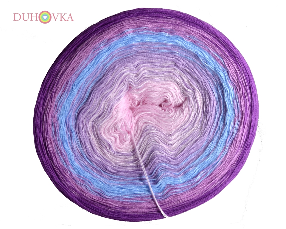 Duhovka - baby růžová, sv. fialová, sv.modrá, starorůžová, fialová - 4 nitka