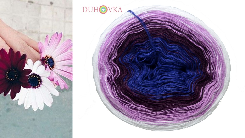 Duhovka - petrolejová, vínová, starorůžová, bílá - 4-nitka
