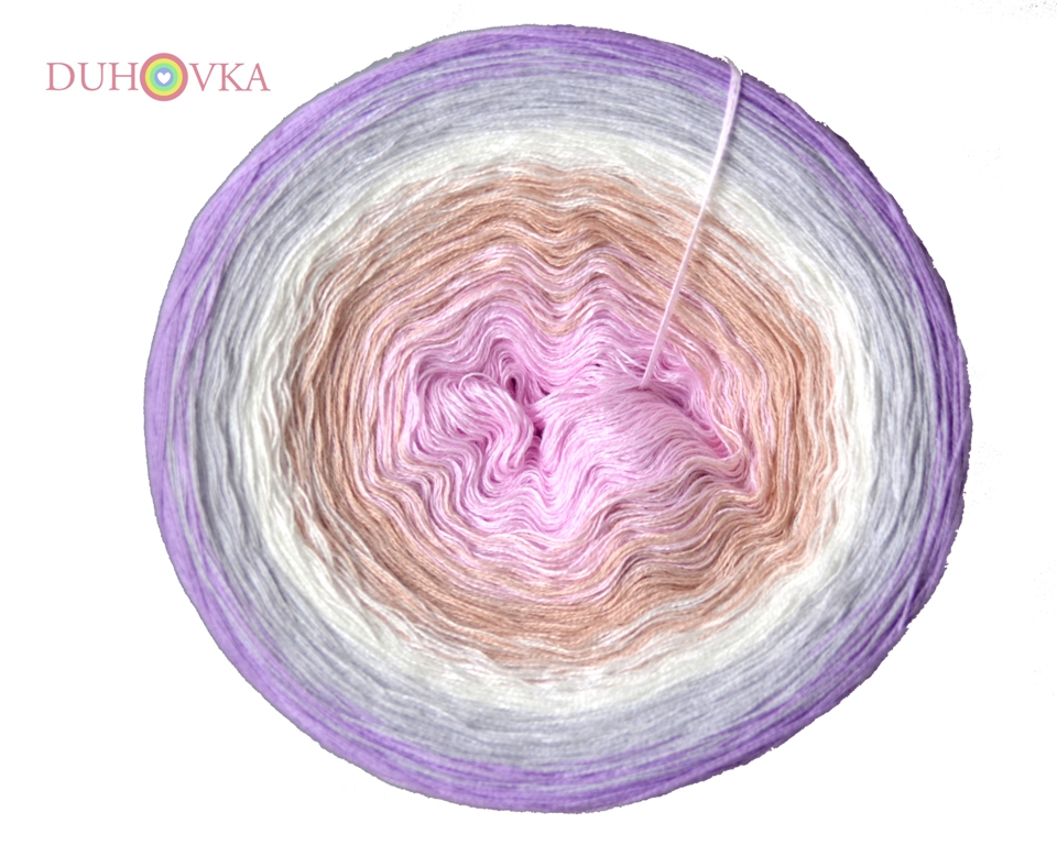 Duhovka - baby růžová, sv.broskvová, bílá, stř.šedá, krokusová - 4-nitka