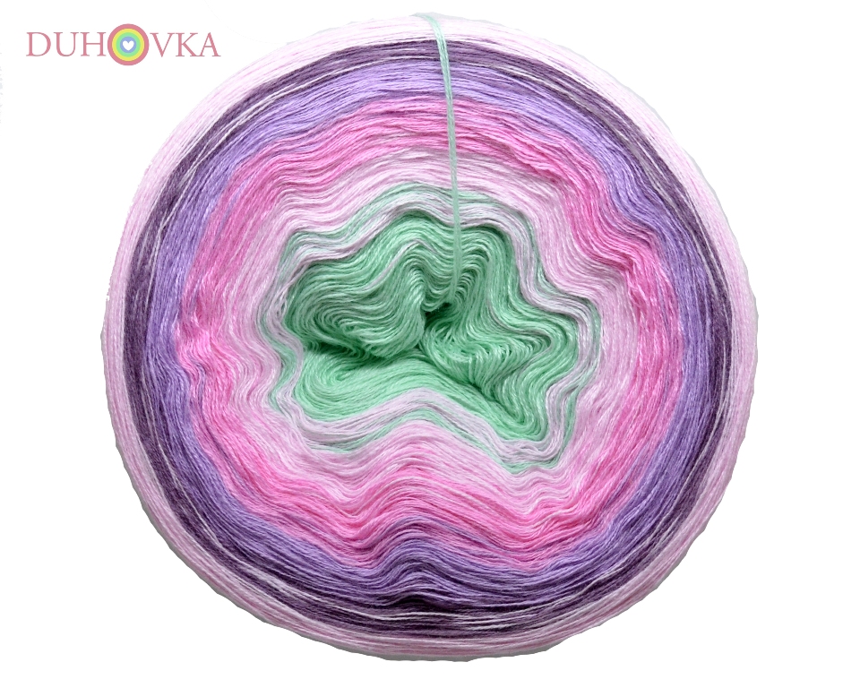 Duhovka - mint, baby růžová, růžová, krokusová, pastel.fialová, baby růžová - 4-nitka - 4 nitka