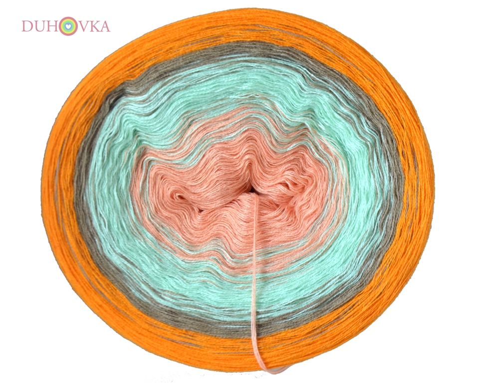 Duhovka - meruňková, mint, hnědo-šedá, oranžová - 4-nitka