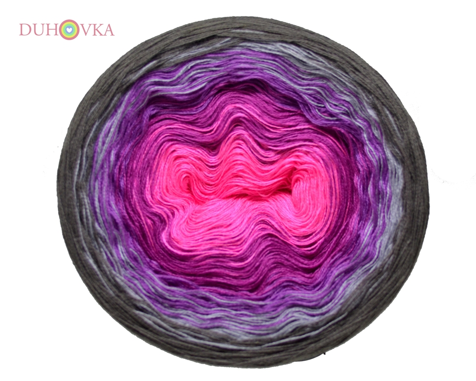 Duhovka - neon růžová, ostružinová, fialová, stř.šedá, antracit - 4-nitka