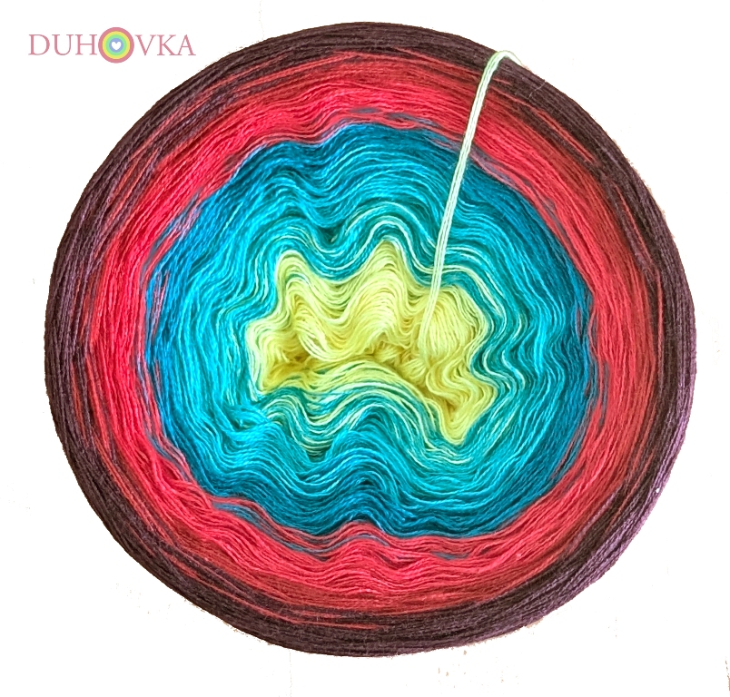 Duhovka - jasná žlutá, opál, smaragd, červená, matná červená, vínová