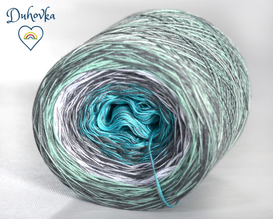 Duhovka - tyrkysová, bílá, mint + šedá (melír)