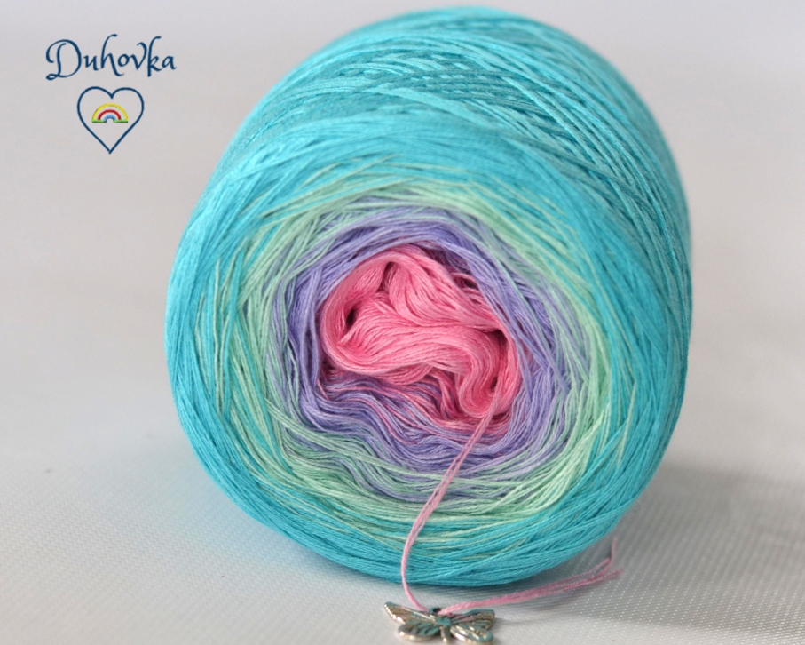 Duhovka - růžová, krokusová, mint, tyrkys - 4 nitka