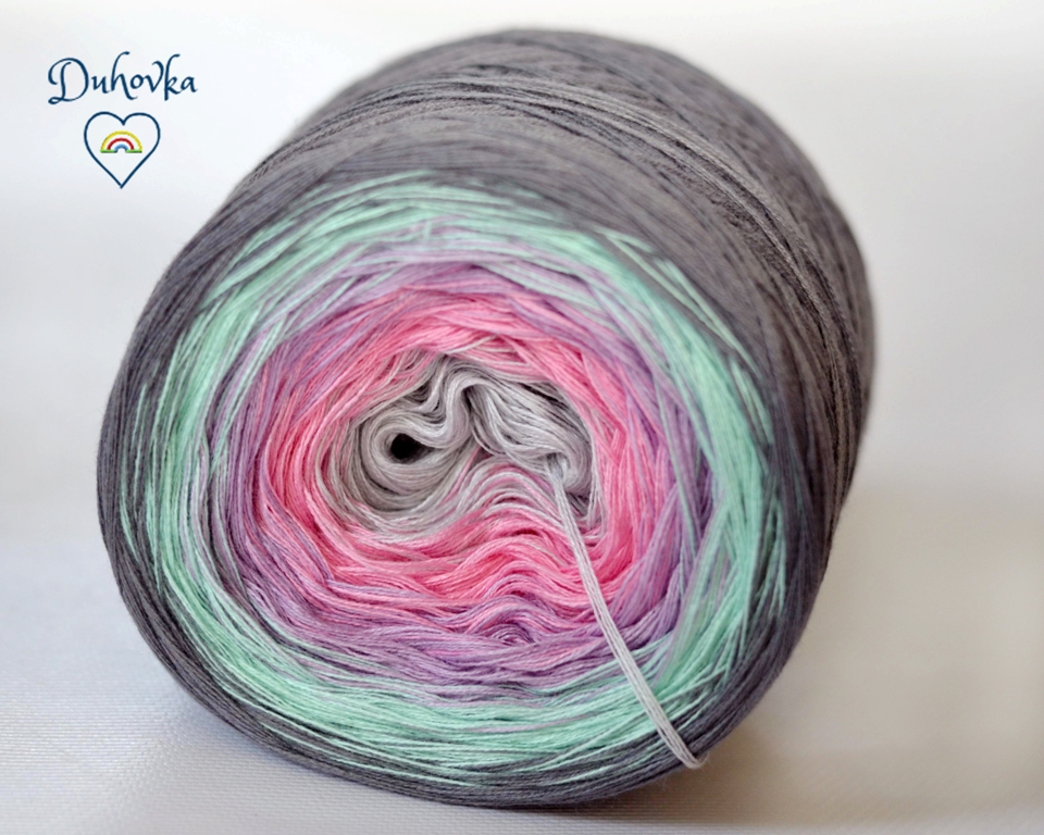 Duhovka - světle šedá, růžová, světle fialová, mint, šedá