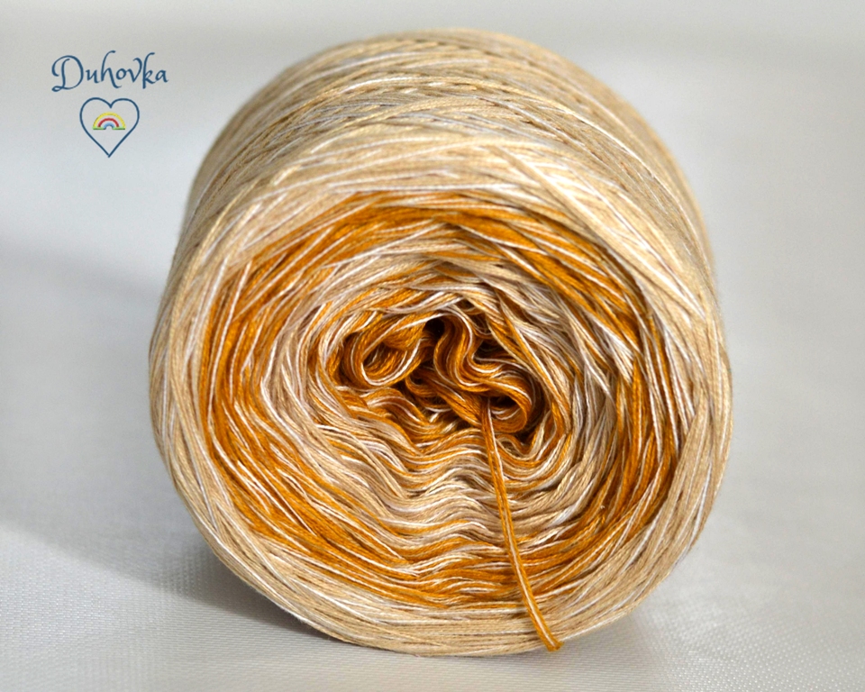 Duhovka - hořčicová, béžová + bílá (melír) - 4 nitka