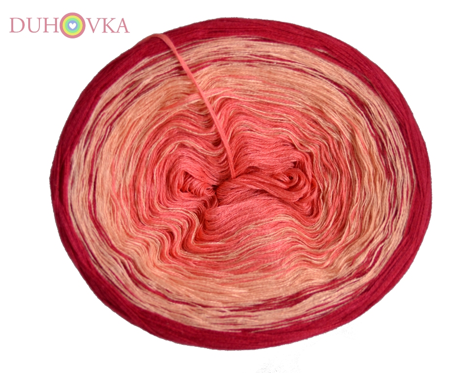 Duhovka - lososová, meruňková, červená - 4-nitka
