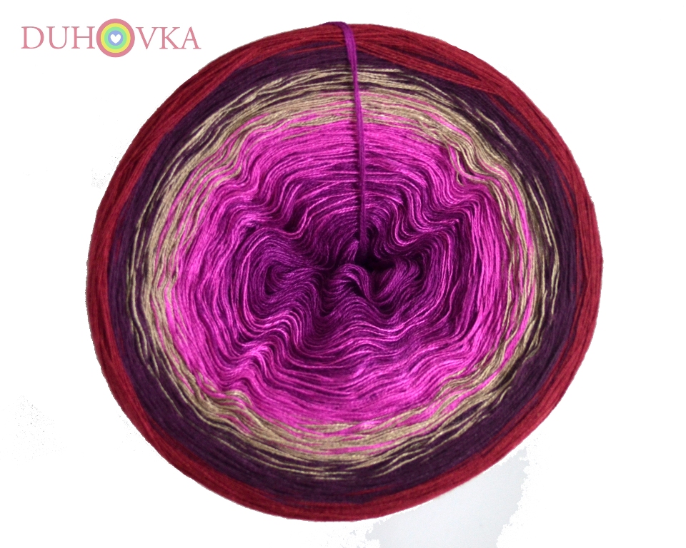 Duhovka - fialová, fuchsie, béžová, vínová, bordó - 4 nitka