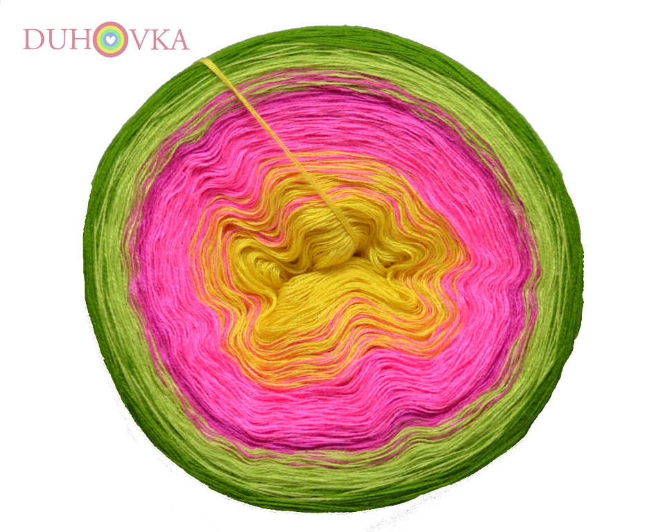 Duhovka - žlutá, neon růžová, fuchsie, sv.zelená, hrášková - 4 nitka