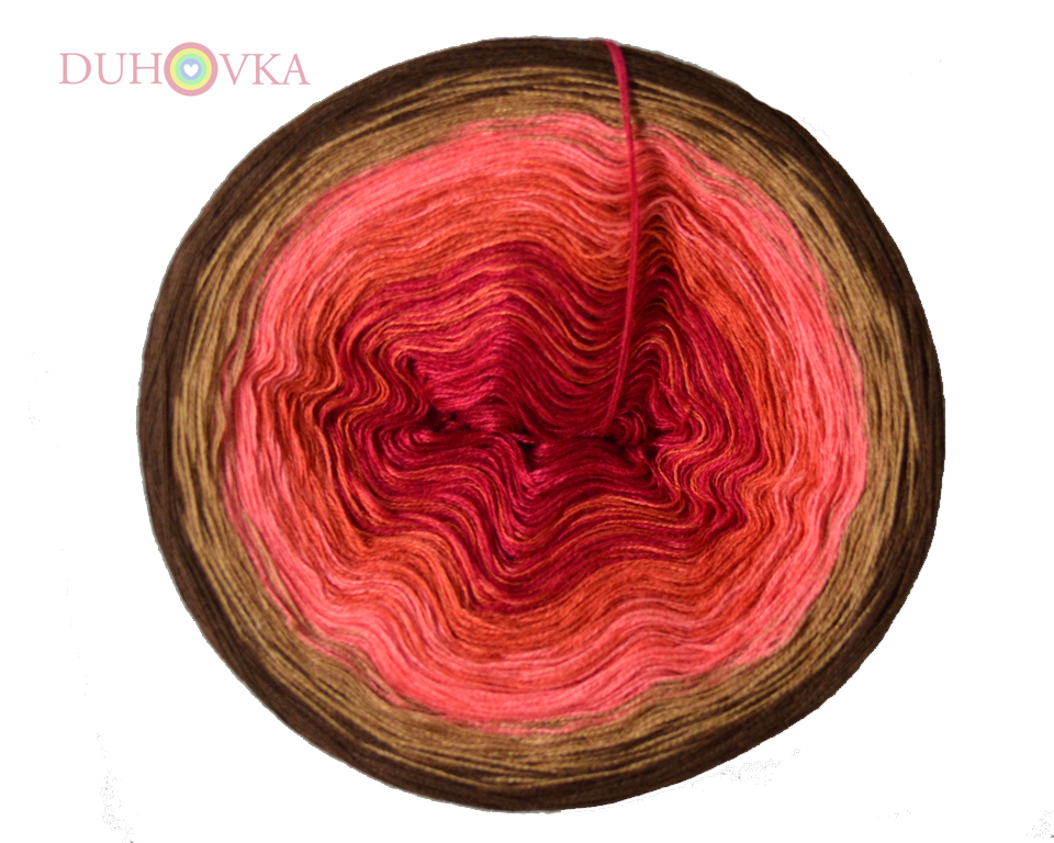 Duhovka - červená, cihlová, lososová, mokka, čokoládová - 4 nitka