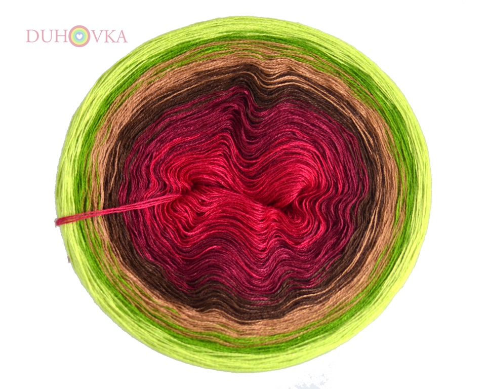 Duhovka - červená, bordo, čokoládová, mokka, hrášková, sv.zelená - 4 nitka