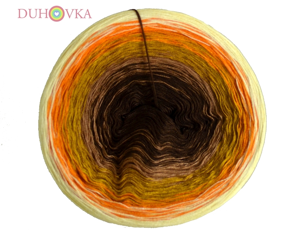 Duhovka - čokoládová, mokka, hořčice, oranžová, sv.žlutá - 4 nitka