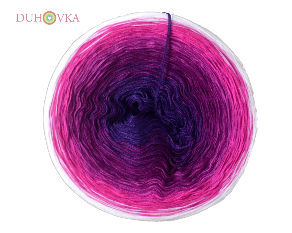 Duhovka - petrolejová, ostružina, fuchsie, cyklámen, bílá - 4 nitka