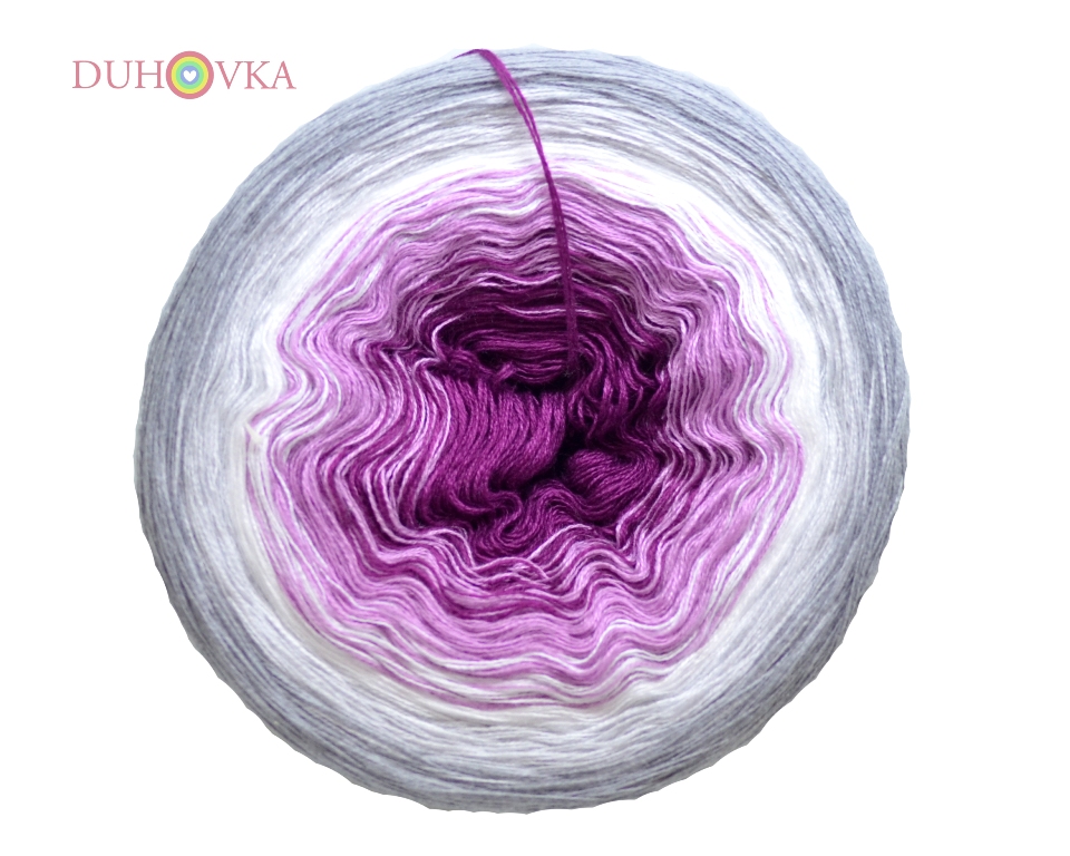 Duhovka - fialová, starorůžová, bílá, sv.šedá, stř.šedá - 4-nitka 