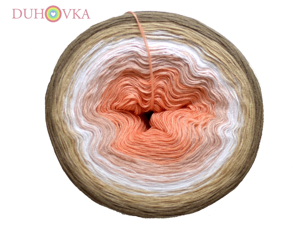 Duhovka - meruňková, sv.broskvová, bílá, béžová, hnědo-šedá - 4-nitka