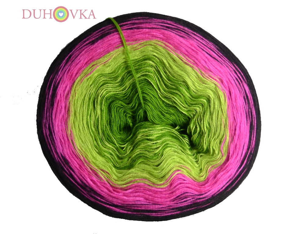 Duhovka - hrášková, sv.zelená, cyklámen, tm.hnědá - 4 nitka