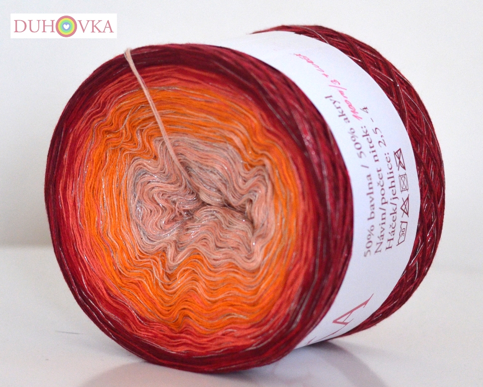 Duhovka (lurex) - sv.broskvová, meruňková, oranžová, lososová, červená, bordó