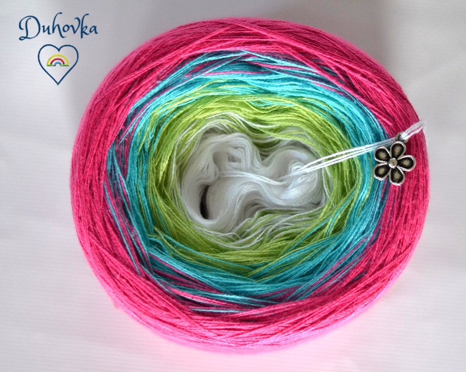 Duhovka - bílá, sv.zelená, tyrkysová, cyklámen