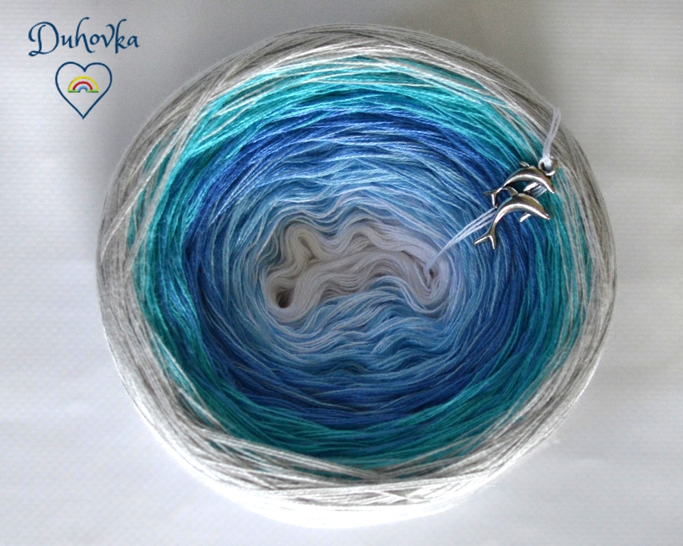 Duhovka - bílá, sv.modrá, modrá, tyrkysová, sv.šedá - 4 nitka