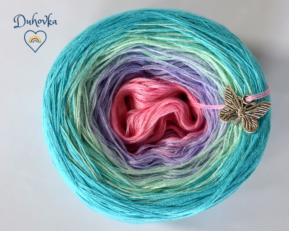 Duhovka - růžová, krokusová, mint, tyrkys - 4 nitka