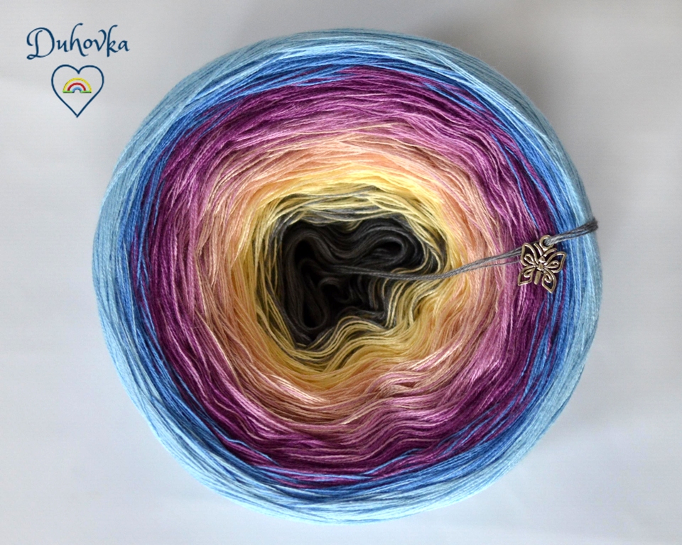 Duhovka - šedá, sv.žlutá, sv.broskvová, starorůžová, fialová, modrá, sv.modrá - 4-nitka