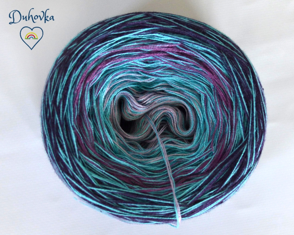 Duhovka - sv.fialová, fialová, tm.fialová + tyrkys (melír) - 4 nitka