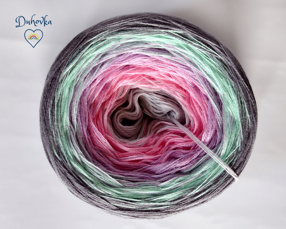 Duhovka - světle šedá, růžová, světle fialová, mint, šedá - 4-nitka  