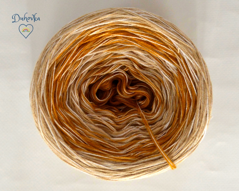 Duhovka - hořčicová, béžová + bílá (melír) - 4 nitka