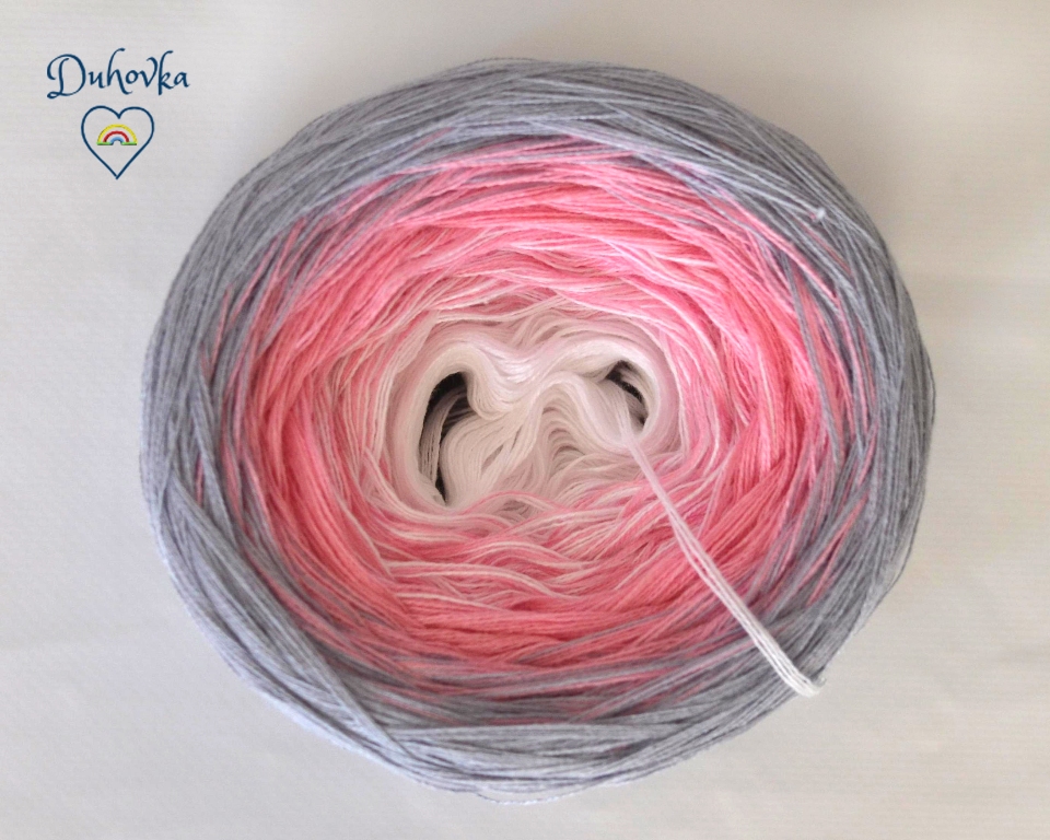 Duhovka - bílá, růžová, stř.šedá - 4 nitka