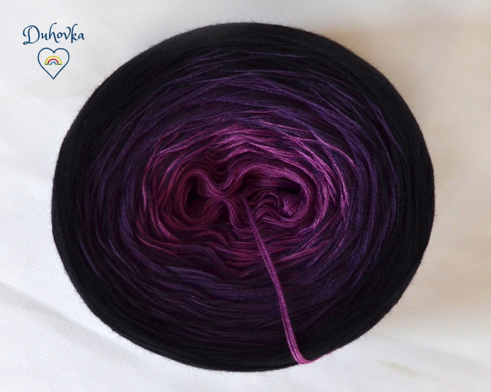 Duhovka - fialová, tm.fialová, černá - 4 nitka