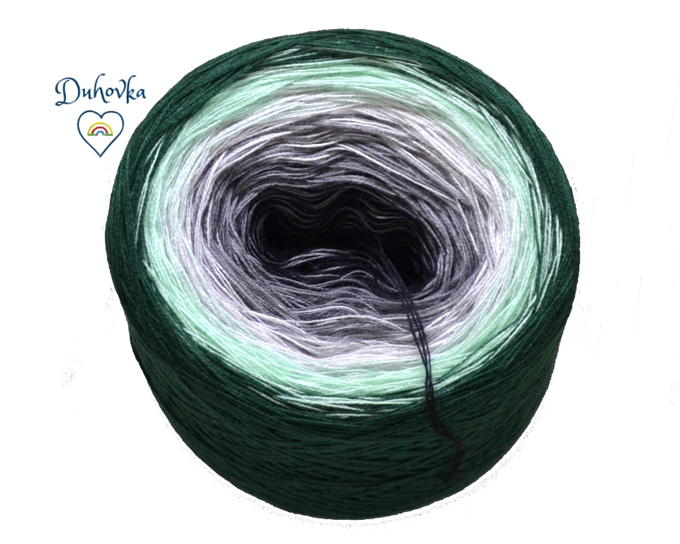 Duhovka - černá, šedá, sv.šedá, mint, tm.zelená - 4 nitka