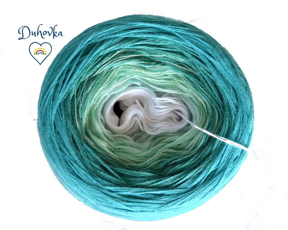 Duhovka - bílá, mint, opál, tyrkys - 4 nitka