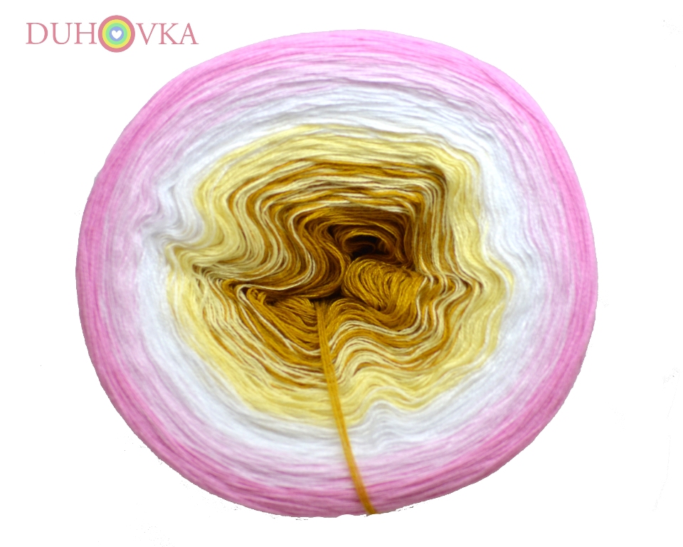 Duhovka - hořčice, sv.žlutá, bílá, baby růžová, růžová - 4 nitka